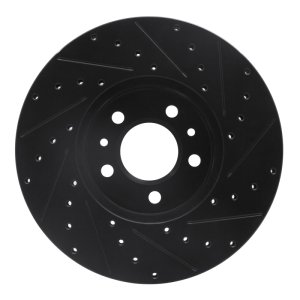 Ford Crown Victoria Brake Rotor (1) - Front Left - R1 Concepts - Drilled & Slotted - Black - `98-`02